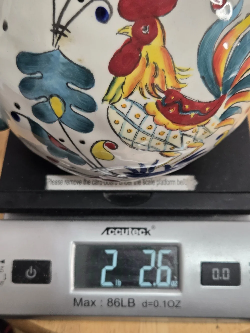 Italian Deruta Teal Pottery Teapot Hand Painted Rooster‎ Ceramic Country